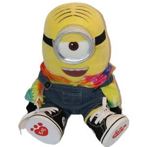 Build a Bear Minions Stuart Tie- dyed Shirt /Jean overalls/ Camo boxer S…